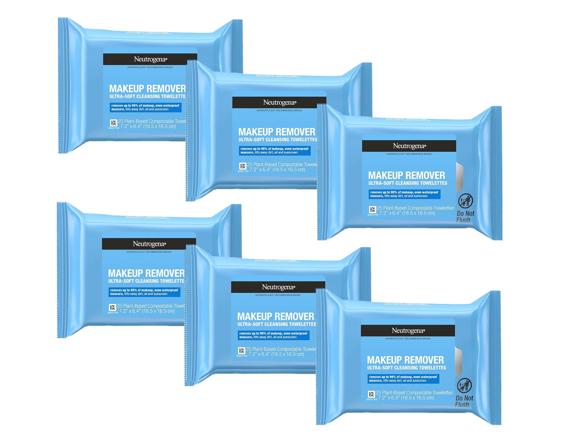 6 Pack - Neutrogena Makeup Remover Wipes, 25 Count Each