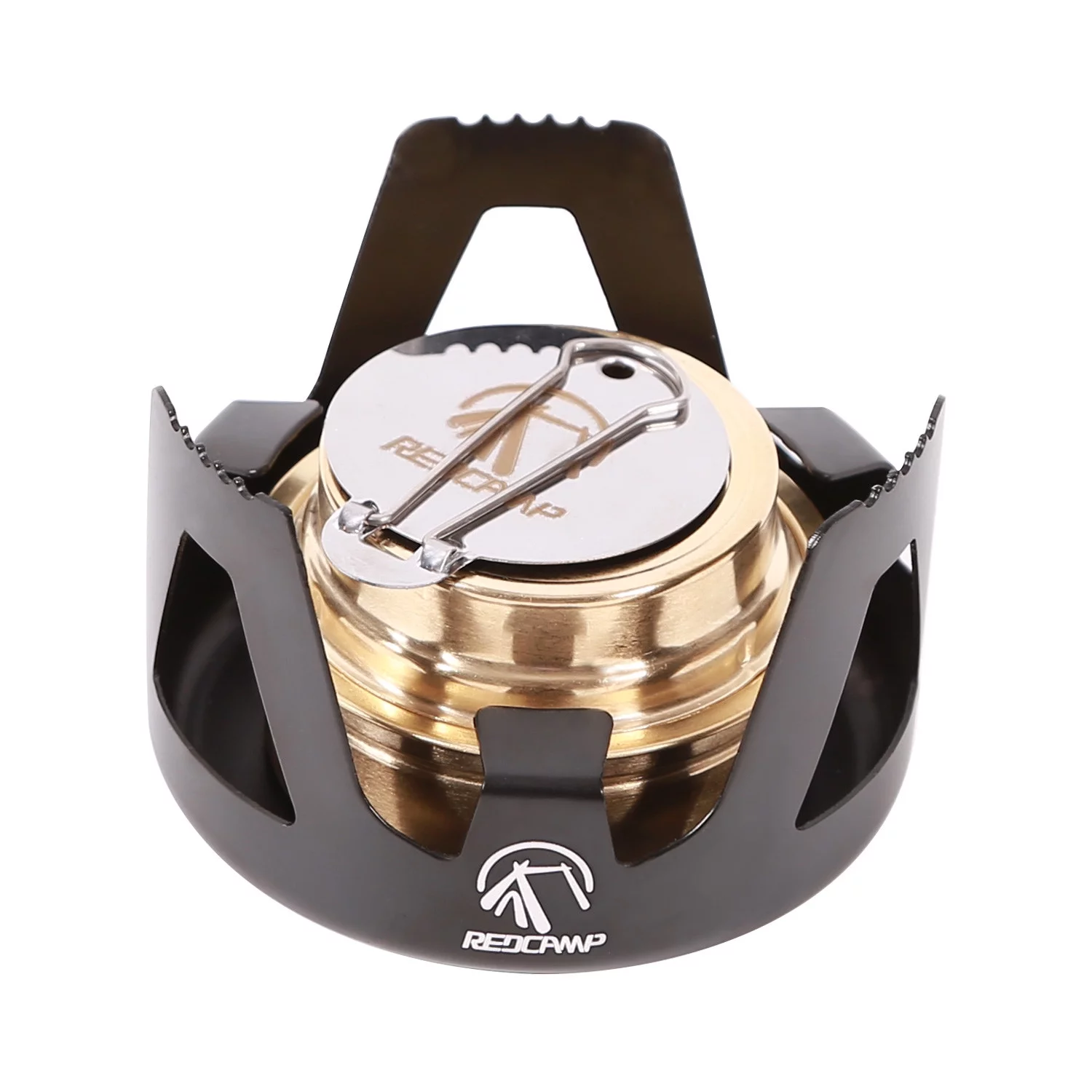 REDCAMP Mini Alcohol Stove Burner for Backpacking, Lightweight Brass Spirit Burner with Aluminium Stand for Camping Hiking