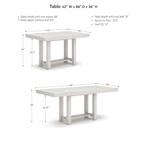 Signature Design by Ashley Robbinsdale Casual Removable Center Leaf Dining Extension Table with Trestle Base, White