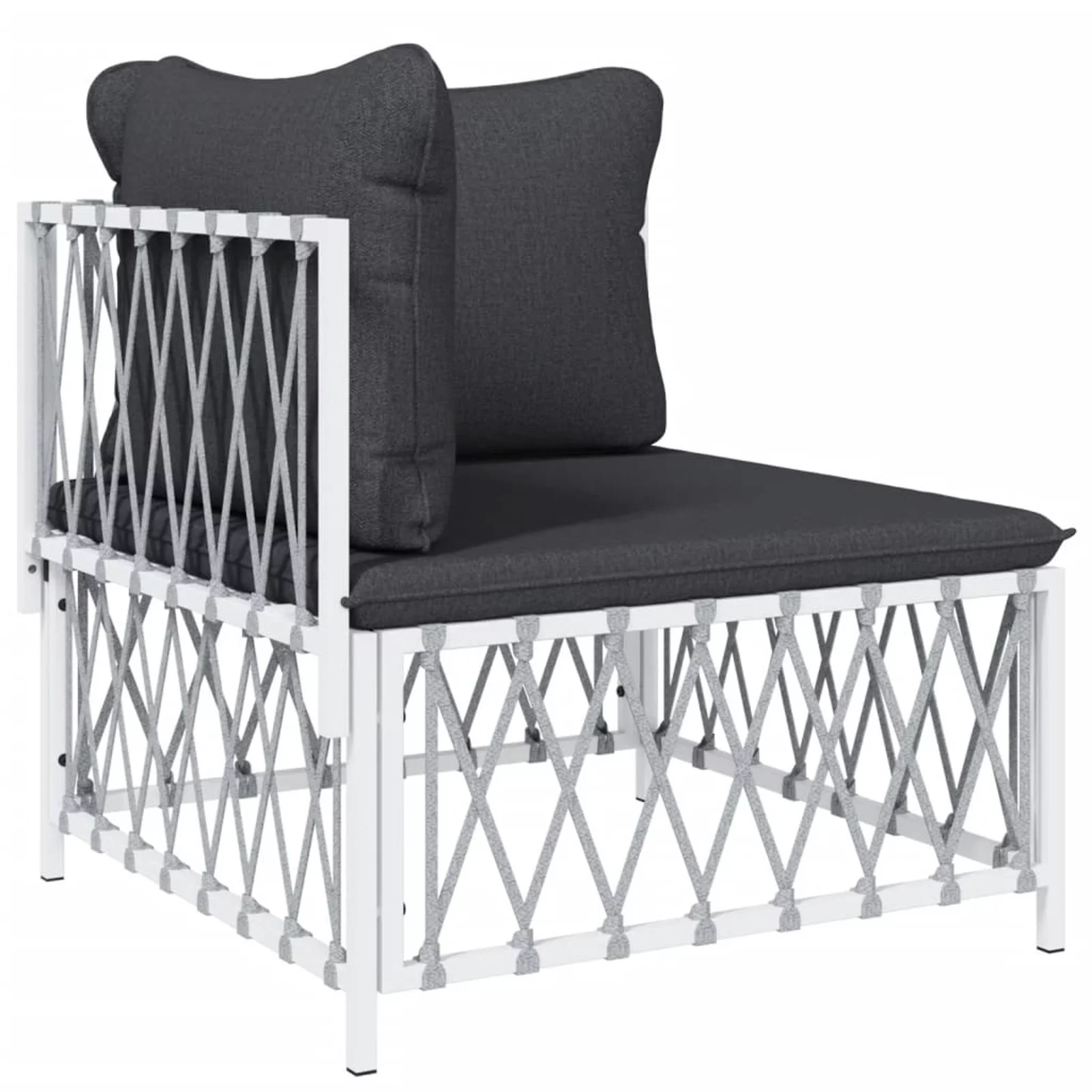 Suzicca 5 Piece Patio Set with Cushions White Steel