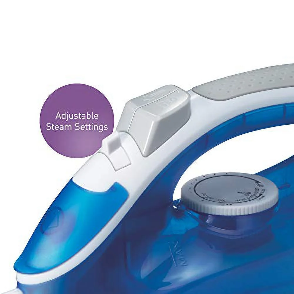 Panasonic 1500W Advanced Titanium Coated Sole Plate, Vertical Steam/Dry Iron, Standard, Blue/White