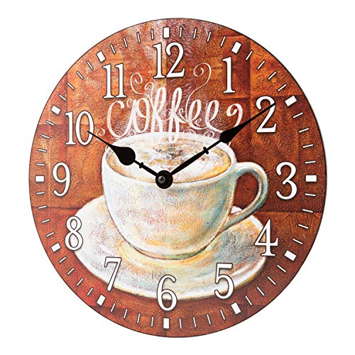 La Crosse Clock 404-2631C-INT 12-Inch Round Coffee Decorative Quartz Analog Wall Clock