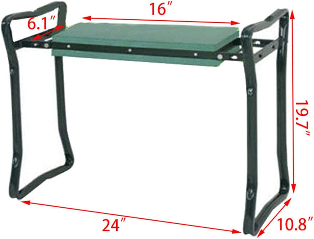 LABLT Garden Kneeler Seat Stool Garden Bench Portable Garden Folding Stool EVA Foam Pad with Tool Bag Pouch