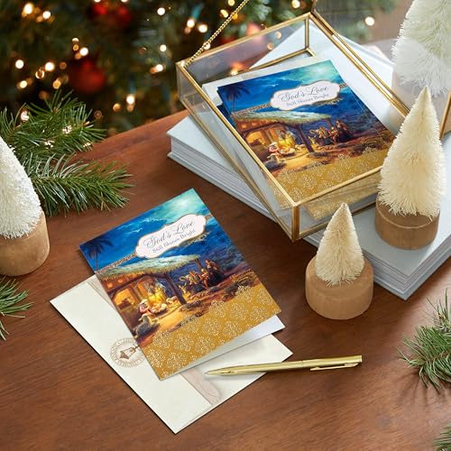 Hallmark Religious Christmas Card Assortment, Heavenly Peace (36 Cards and Envelopes) Dusty Blue and Gold Foil