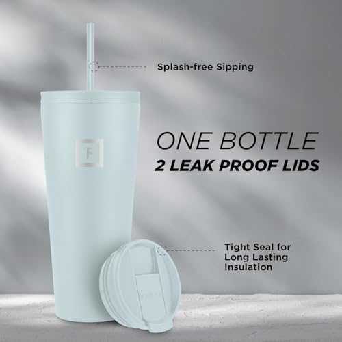 IRON °FLASK Classic Tumbler - Vacuum Insulated Stainless Steel Water Bottle, Double Walled, Drinking Cup, Insulated Travel Mug (Cotton Candy, 24 oz Solid Lid)