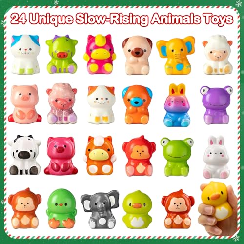2025 Christmas Advent Calendar, Slow Rising Squishy Toys 24 Days Countdown Calendar Soft Cute Stress Relief Toys for Kids Girls Boys Teens Rewards Christmas Party Favor Gifts