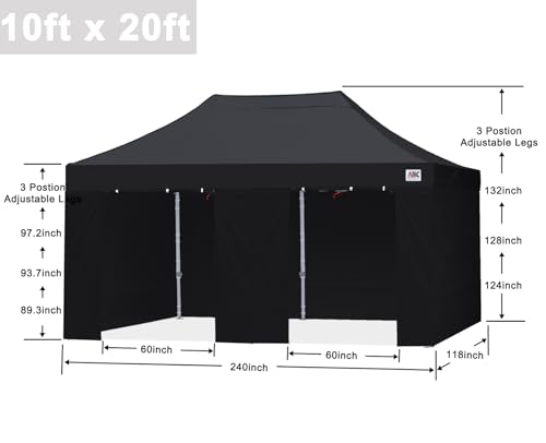 ABCCANOPY Easy Pop Up Canopy Tent with Sidewalls 10x10 Commercial -Series, White