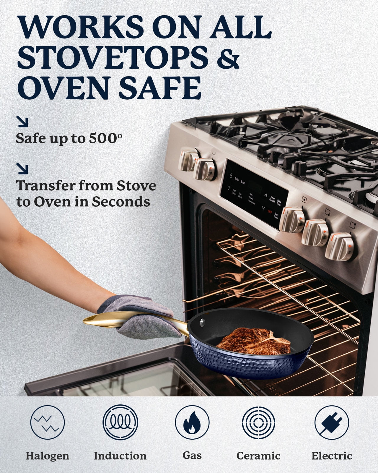 Granitestone Fry Pan Charleston Collection Hammered Nonstick Navy Fry Pan 12 Inch