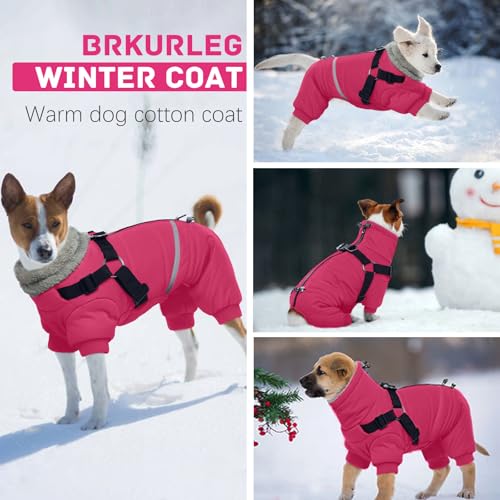 BRKURLEG Black Dog Coat with Harness, Dog Winter Jacket, Dogs Onesie Body Warm Jackets, Small Dogs Winter Coats Reflective Windproof Warm Cold Weather Coats, Pet Waterproof Jacket Hiking XL