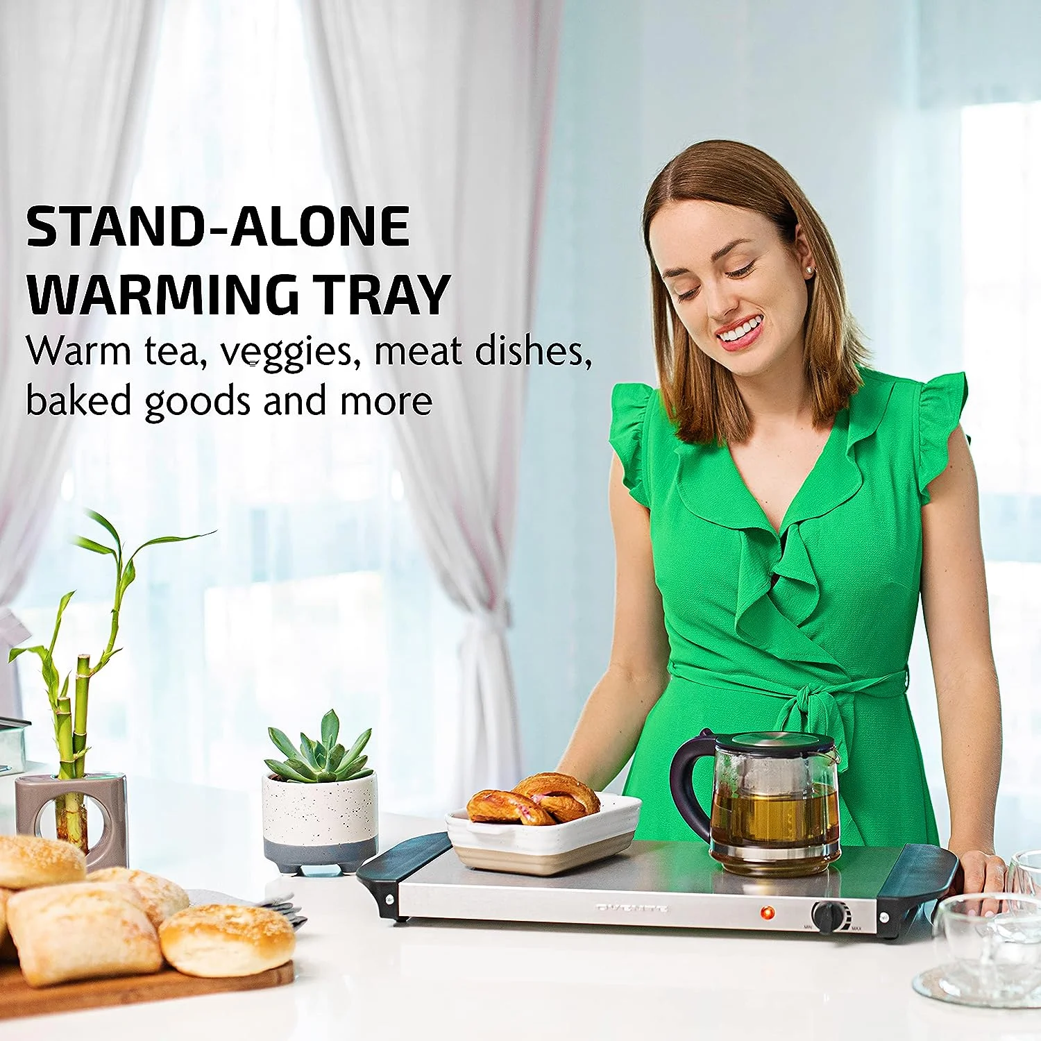 OVENTE Electric Warming Tray Perfect for Occasions: House Parties, Events & Dinners, Silver FW170S