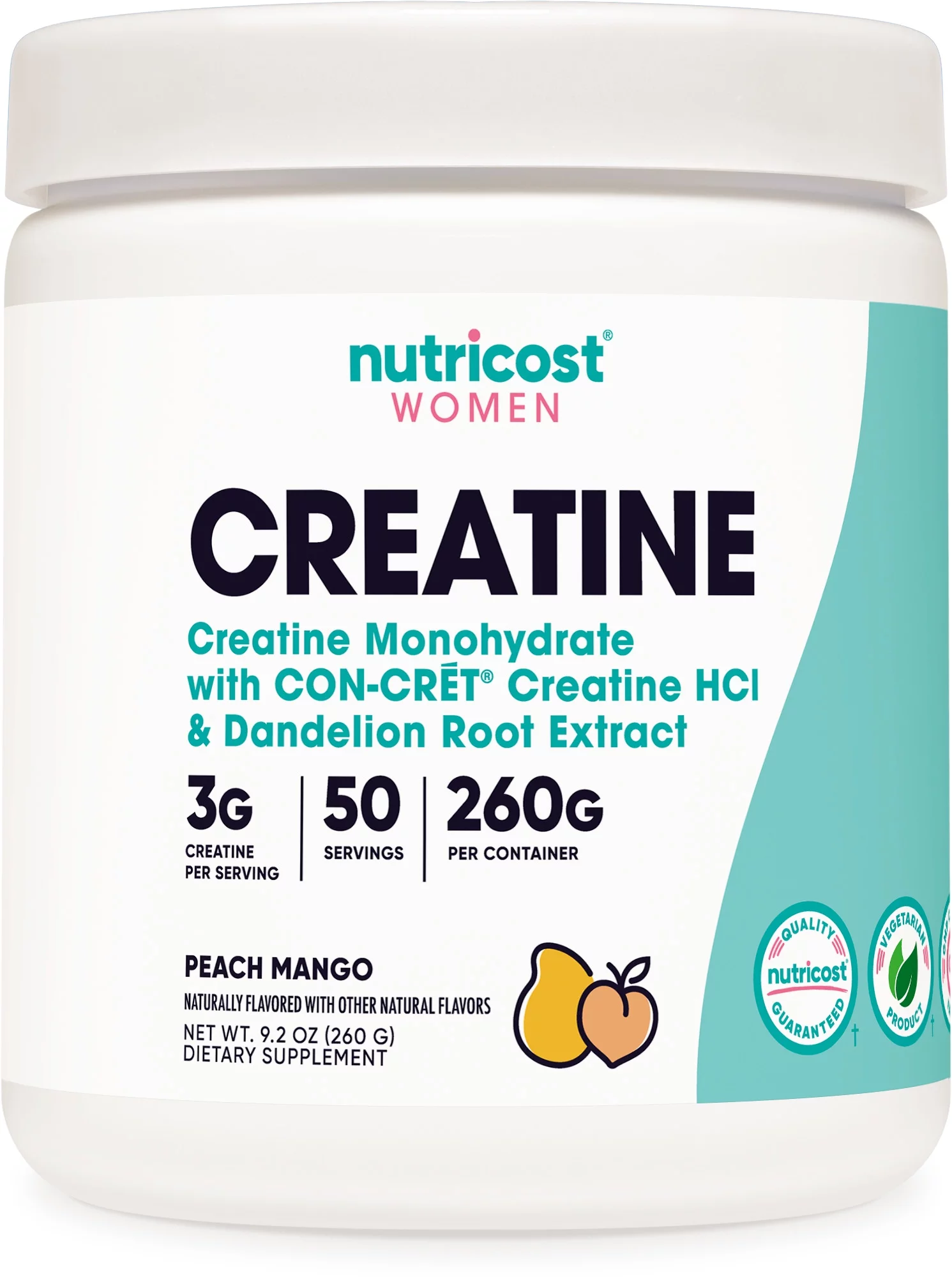 Nutricost Creatine Monohydrate Powder for Women (Peach Mango), Gym Supplement, 50 Servings