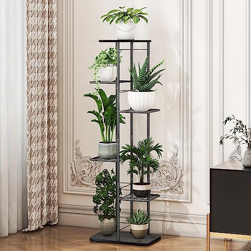 Simple Trending Plant Stand Shelf Indoor Outdoor Waterproof, 4-Tier 5 Potted Heavy Duty Metal Tall Flower Holder for Multiple Corner Display