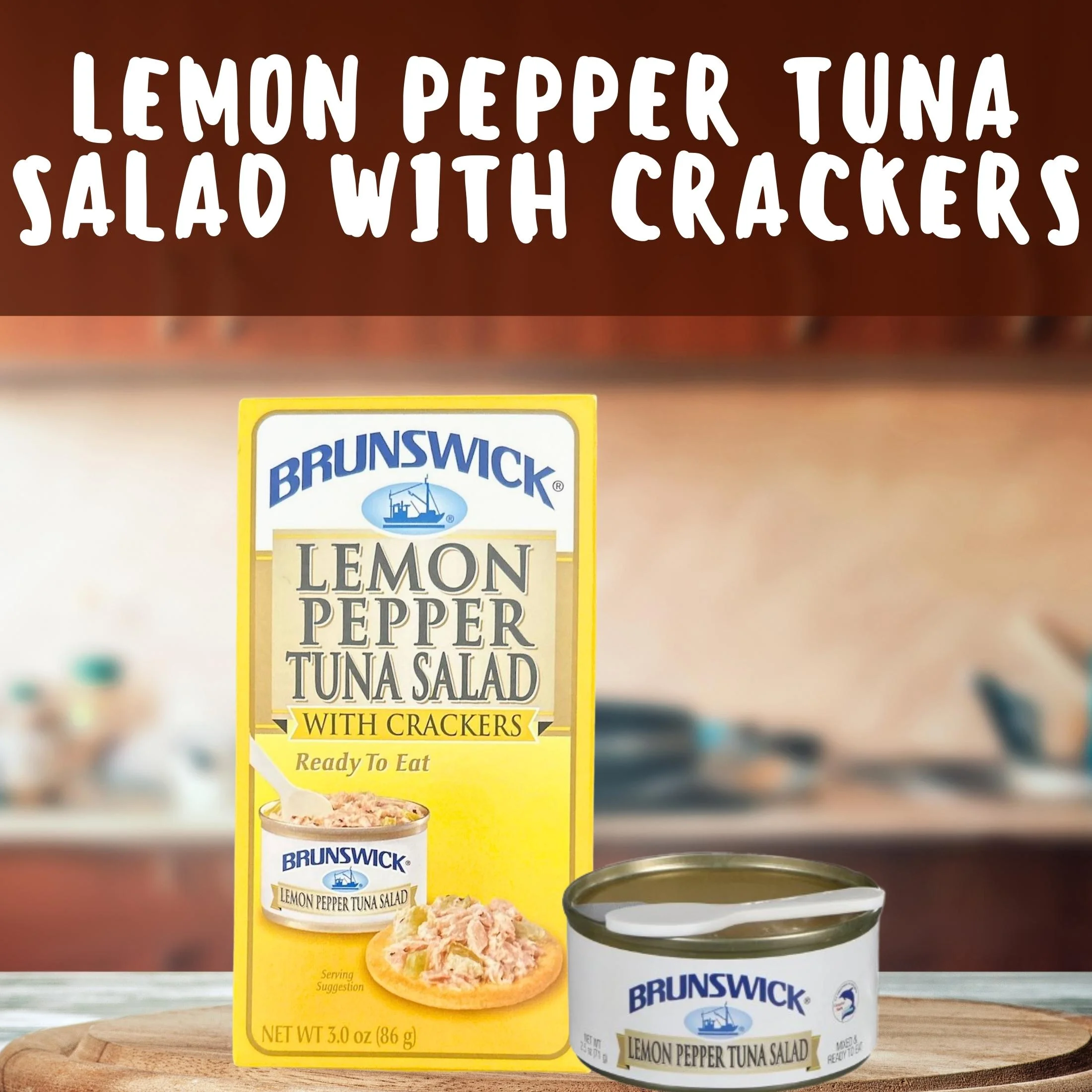 Lemon Pepper Tuna Salad with Crackers 3.0 oz Plastic Spreader Spoon Included Ready to Eat Preservatives Convenient Healthy Canned Food Snacks Kit for Family Picnic School Lunch Gift Supplies 12 Pack