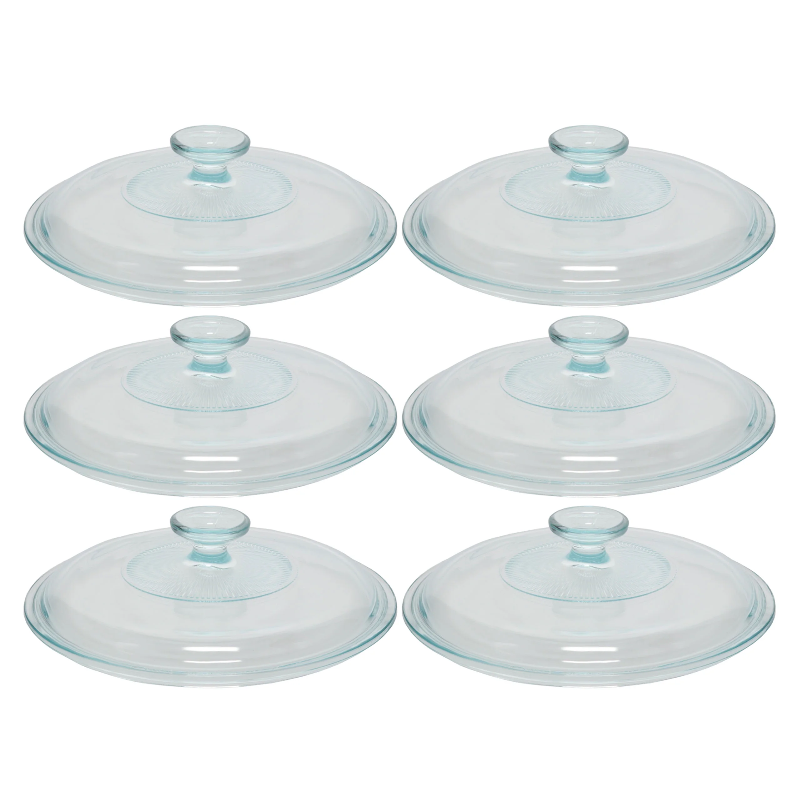 Corningware G-1C 2.5qt French White Clear Fluted Round Glass Lid (6-Pack)