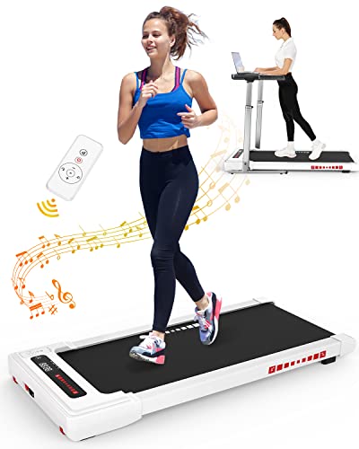 Walking Pad-Under Desk Treadmill-2 in 1 Treadmills for Home-Walking Treadmill with Remote Control, Portable Mini Treadmill 265 lbs Capacity, Bluetooth and LED Display