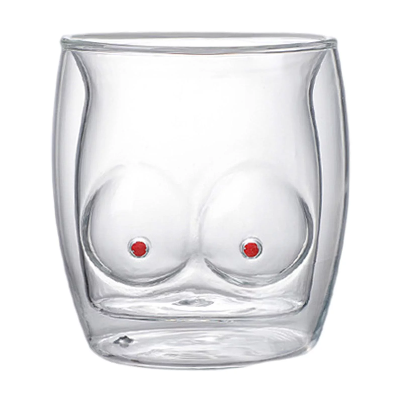 Chest Shaped Clear Insulated Handmade Resistant 300ml Glass Espresso Cup Mug for Valentines Day Gifts