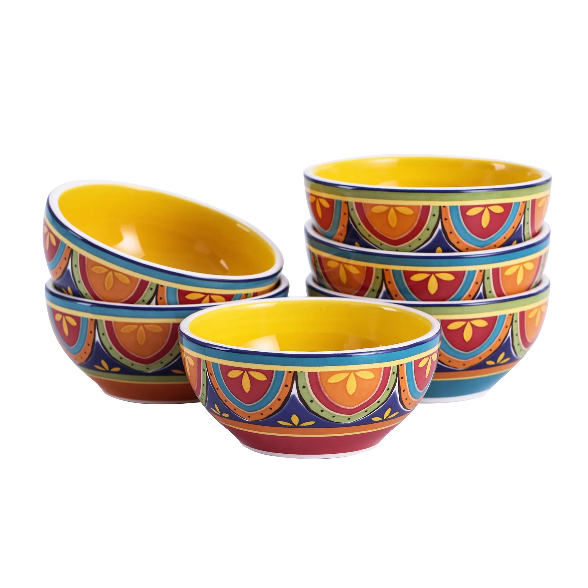Bico Tunisian Dessert Bowls Set of 6, Ceramic Bowls, 12oz, for Ice Cream, Salad, Cereal, Dipping Sauce, Microwave & Dishwasher Safe