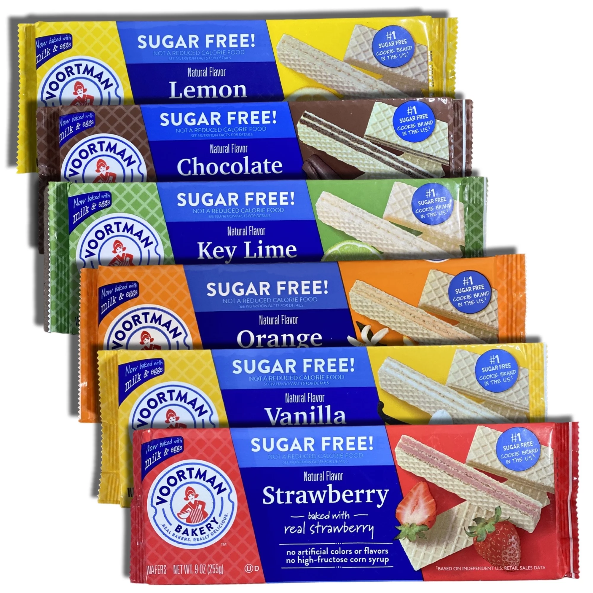 Tribeca Curations | Sugar Free Wafers by Voortman | 9 Ounce | 6 Unique Flavors (Chocolate, Lemon, Orange, Key Lime, Strawberry, Vanilla