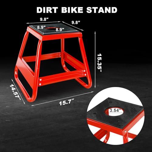 Motorcycle Stand Lift Dirt Bike Stand, Universal Panel Dirtbike Stand Jack Fit for Yamaha Honda Kawasaki, 1000LBS Capacity Removable Maintenance Motocross Stand Red
