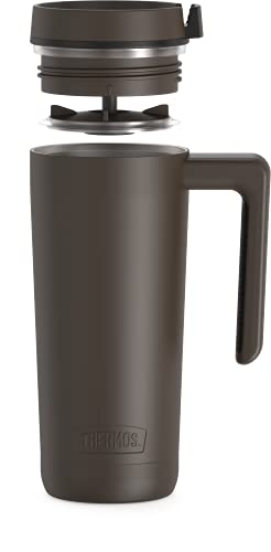 THERMOS ALTA SERIES Stainless Steel Mug 18 Ounce, Matte Steel/Espresso Black