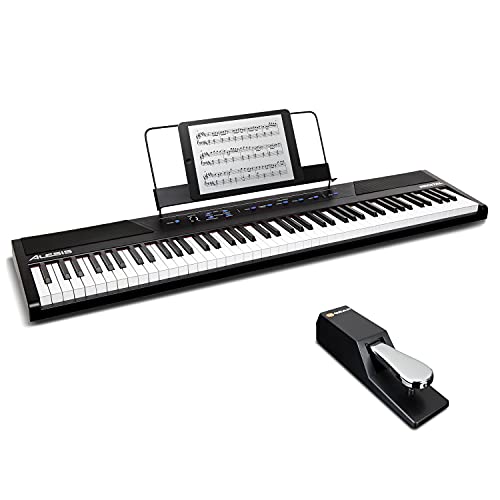 Alesis Recital – 88 Key Digital Piano Keyboard with Semi Weighted Keys, 2x20W Speakers, 5 Voices, Split, Layer and Lesson Mode, FX and Piano Lessons