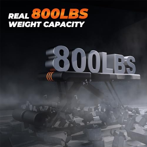 800LBS Adjustable Weight Bench - Foldable Workout Bench Press with 20.5'' Extended Base for Home Gym, Folding Decline Incline Strength Training Bench for Full Body Exercise - 2025 Version