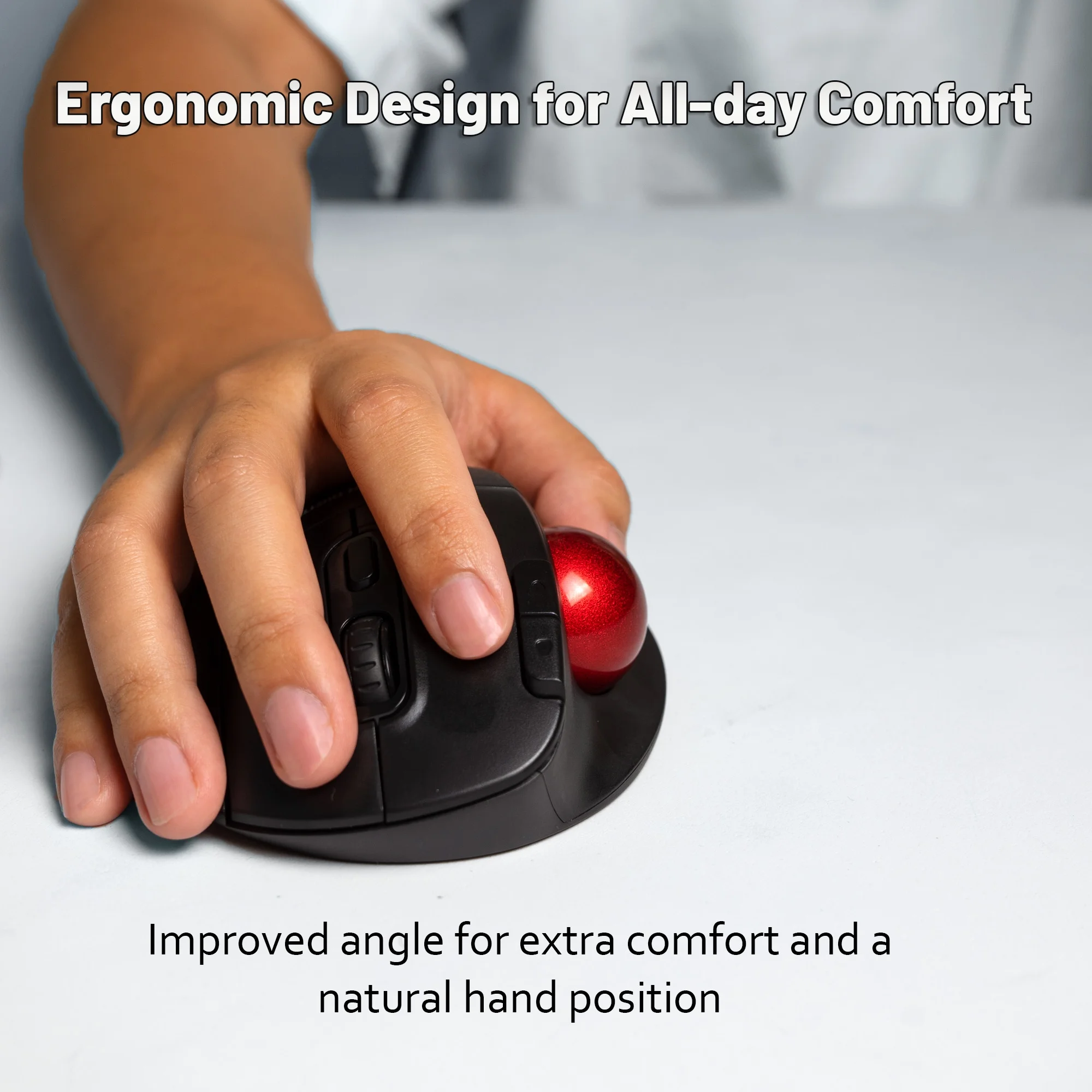 Wireless Trackball Ergonomic Mouse w/ Free & Easy Thumb Control | DPI Adjustment, Precision Tracking, Multi-System Compatibility with PC, Laptop, Windows, Mac by J-Tech Digital