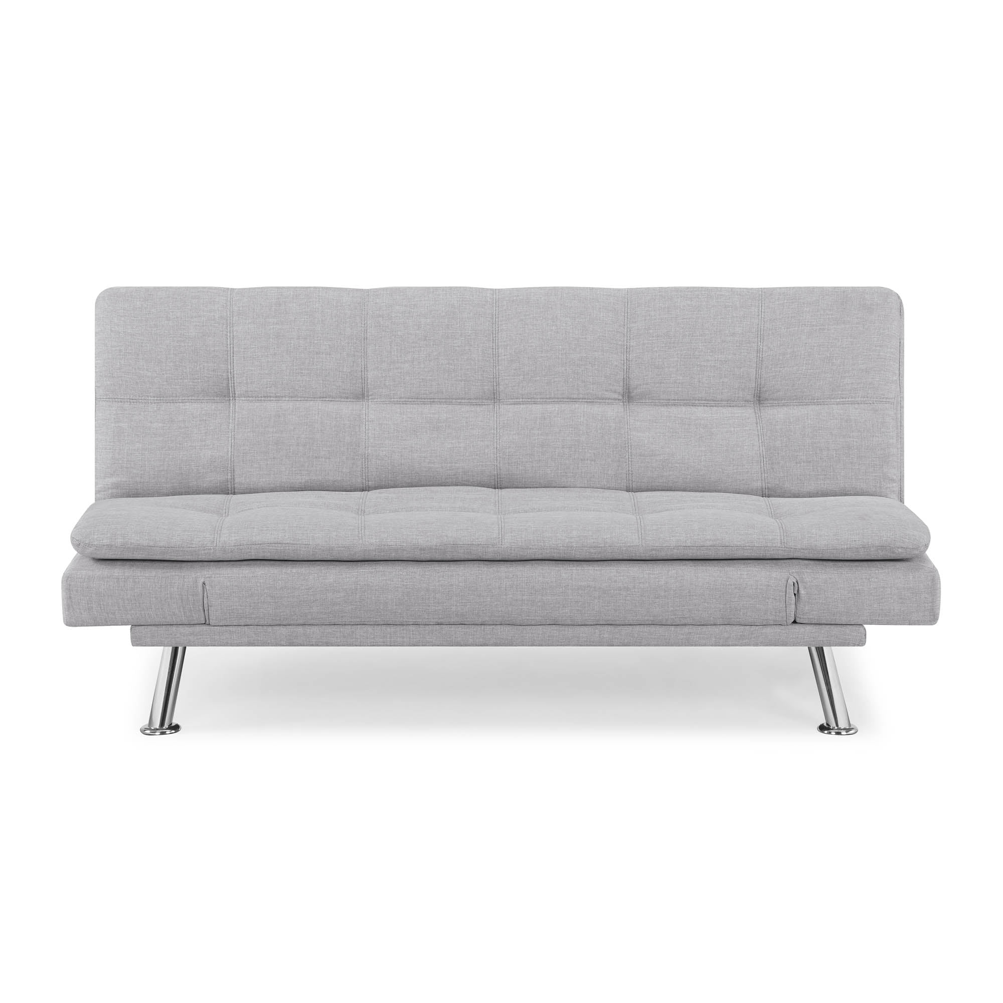 Serta Cannes Modern Futon with Adjustable Arms, Light Gray Upholstery