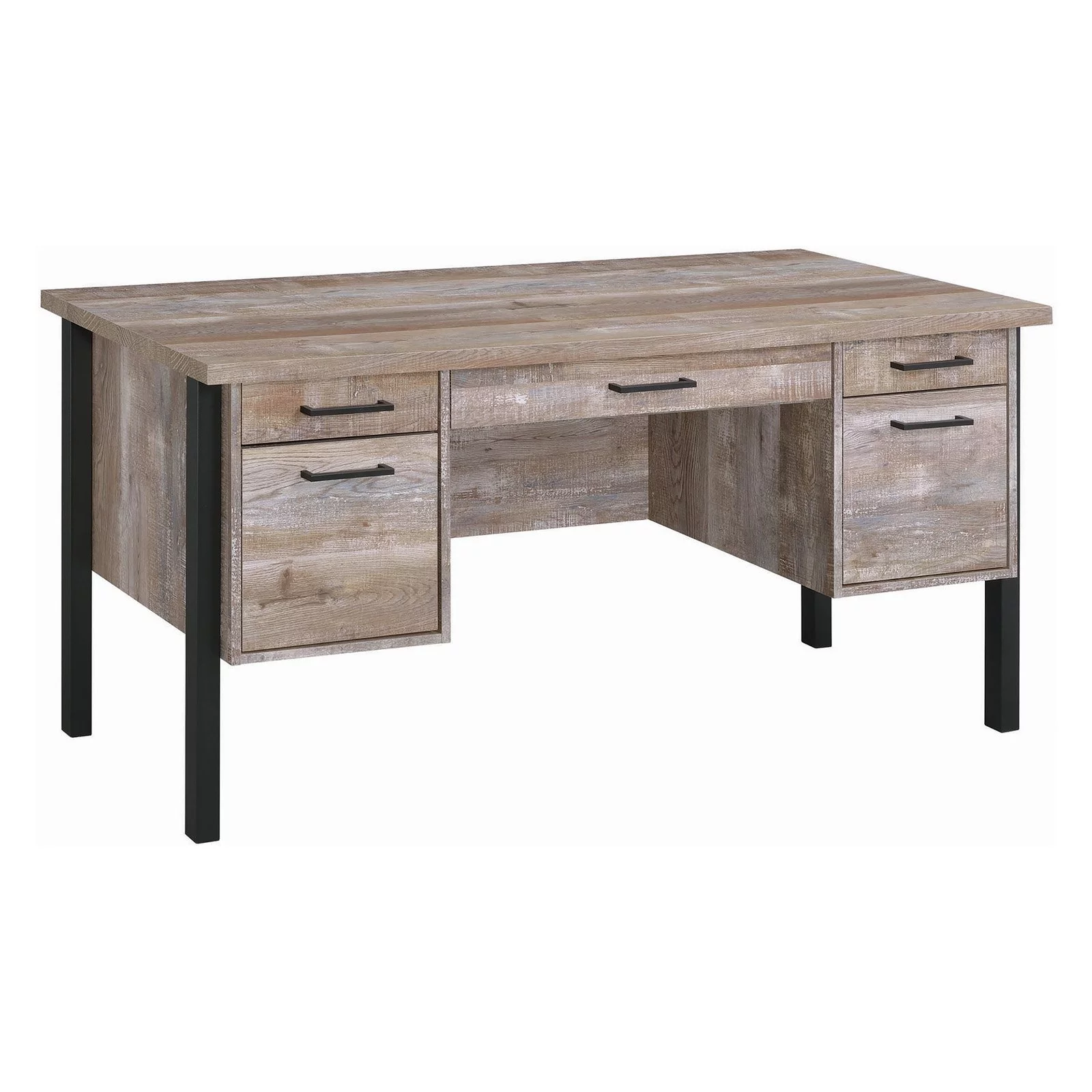 Samson 4-drawer Office Desk Weathered Oak