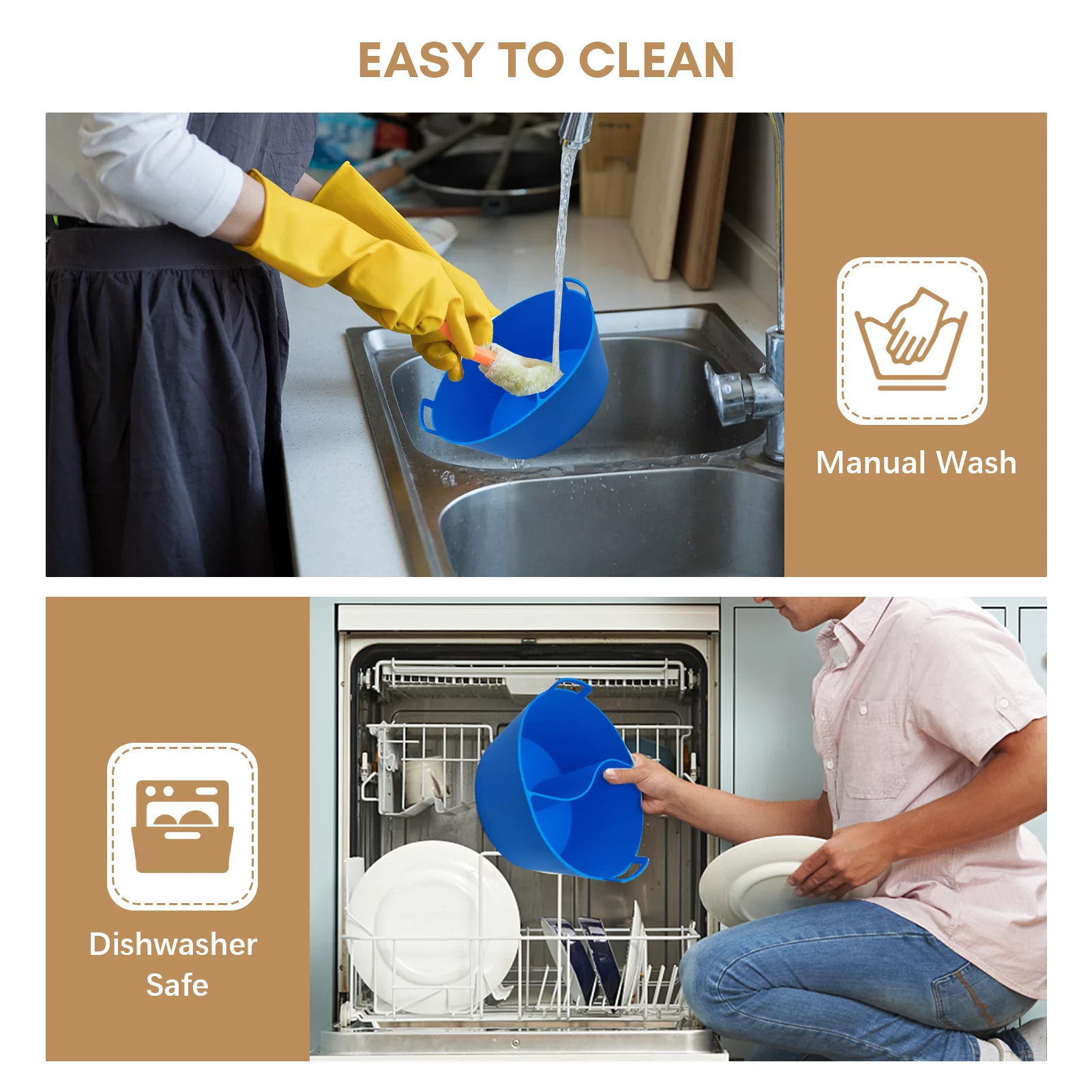 Anself Crock-Pot Slow Cooker Liners, 2pcs, Food Grade Silicone, Reusable, Leakproof, Dishwasher Safe