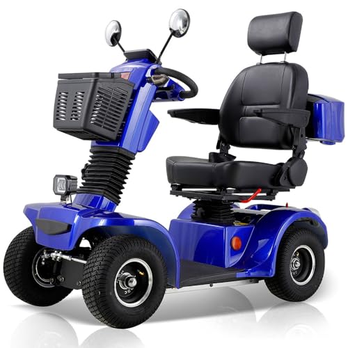Heavy Duty Mobility Scooters for Seniors & Adults 4 wheel 500lbs Capacity - Electric Powered Chair,800W 20Ah power Long Range Power Extended Battery with Adjustable Seat and Rear Basket