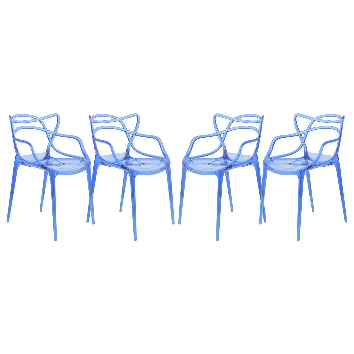 LeisureMod Milan Modern Wire Design Chair - Set of 4-Color:Blue