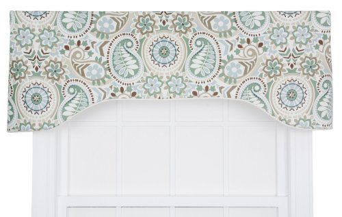 Ellis Curtain Paisley Prism Jacobean Floral Print Lined Arched Valance, 50 by 17-Inch, Latte