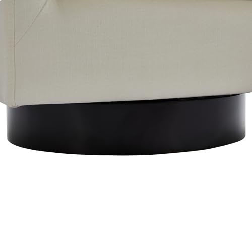 UIXE 360° Swivel Barrel Accent Chair Upholstered Armchair, Modern Round Club Arm Chair Living Room Single Sofa Seating Bedroom Side Reading Seat in Fabric, Flax Khaki