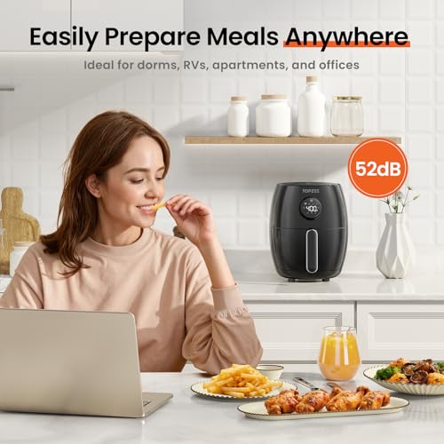 2.1Qt Small Air Fryer - Compact Digital Mini Airfryer with 7-in-1 Presets, 98% Less Oil, Adjustable Temperature & Timer, Shake Reminder, Nonstick, BPA-Free, Dishwasher Safe, Fast & Crispy Cooking