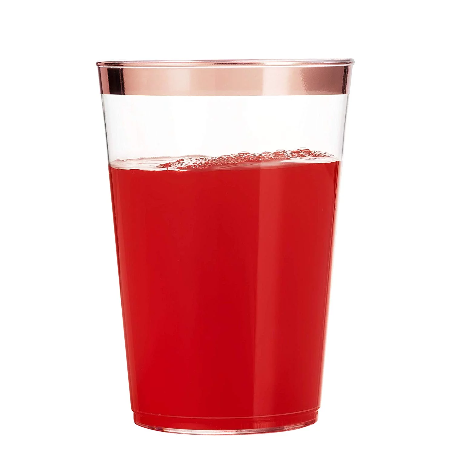 100 Rose Gold Plastic Cups 12 Oz Clear Plastic Cups Tumblers Rose Gold Rimmed Cups Fancy Disposable Wedding Cups Elegant Party Cups with Rose Gold Rim