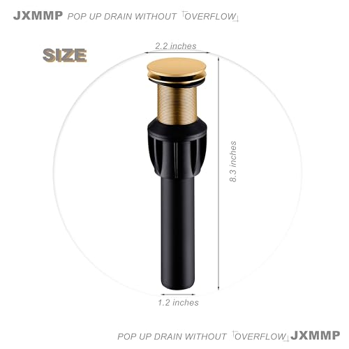 Brushed Gold Vessel Sink Faucet with Pop Up Drain and Supply Lines, Stainless Steel Gold Vanity Faucet Single Hole, JXMMP Single Handle Bathroom Faucet Gold, JXM1001BG