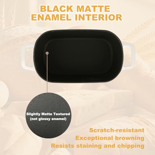 3.6QT Oval Enameled Cast Iron Dutch Oven, Sourdough Bread Baking Pan with Lid
