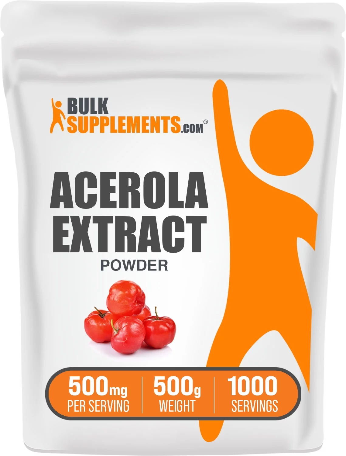 BulkSupplements.com Acerola Extract Powder, 500mg - Vitamin C - Immune Support (500g - 1.1 lbs)