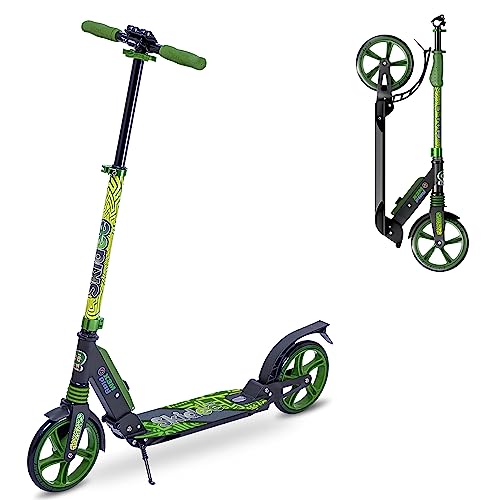 Skidee Adult & Teen Scooter Adjustable Height, Folding, Large Wheels, Lightweight, Durable, Anti-Shock Suspension, Up to 220 lbs