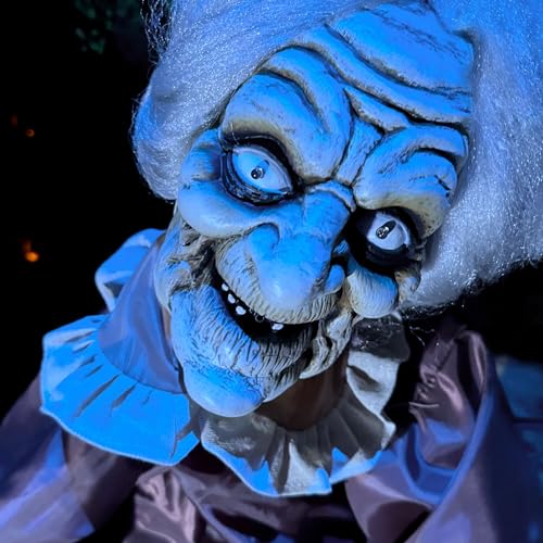 Haunted Hill Farm 5.5-Ft Animatronic Animated Standing Masquerade Lady, Halloween Animatronic, Spooky Venetian Masquerade Prop, Creepy House Party Decoration, Touch-Activated Lights & Sound, Life-Size