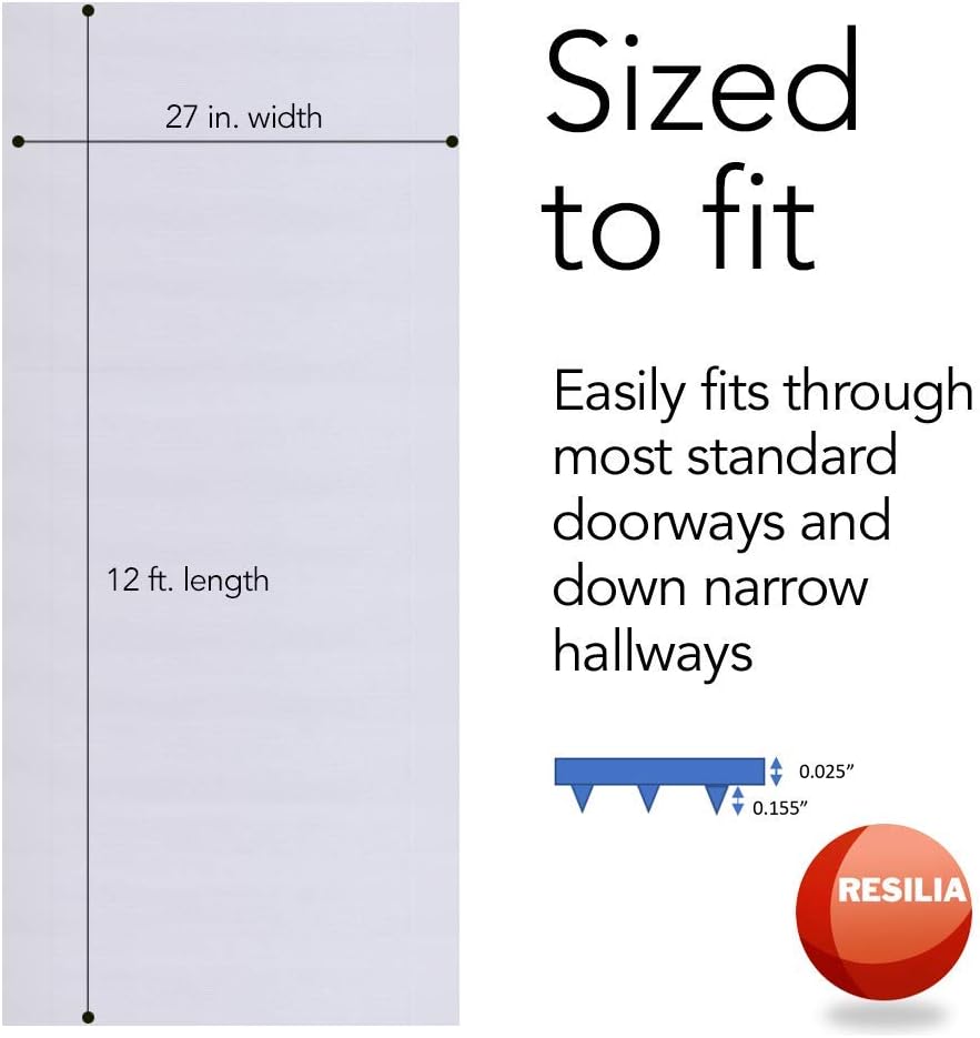 Resilia - Clear Vinyl Plastic Floor Runner/Protector for Low Pile Carpet - Skid-Resistant Decorative Pattern, (27 Inches Wide x 12 Feet Long)