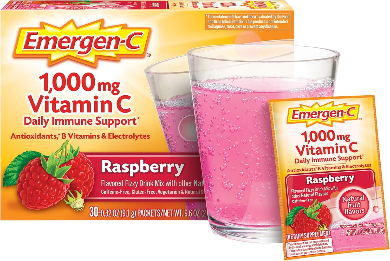 Alacer - Emergen-C Vitamin C Energy Booster Raspberry 1000 mg. - 30 Packet(s)