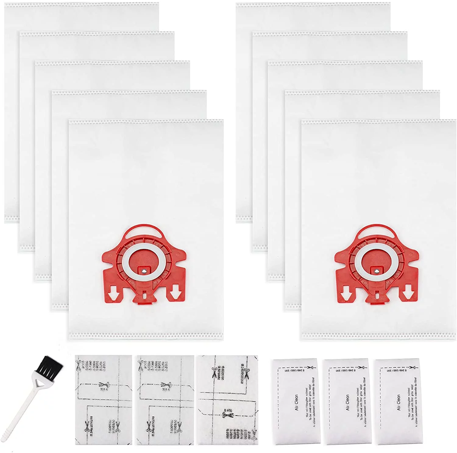 3D Airclean Dust Bags Replacement for Miele FJM Vacuum Compact C2 Compact C1 Complete C1 S241 S290 S300i S500 S700 S4 S6 Series (Pack of 10) with 3 Motor Protection Filters 3 AirClean Filters