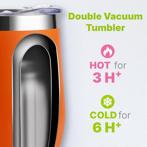 Tumbler with Lid and Straw-12 oz Stainless Steel Double Wall Vacuum Insulated Tumbler Cup with Handle (Canyon Red-Sky Blue)