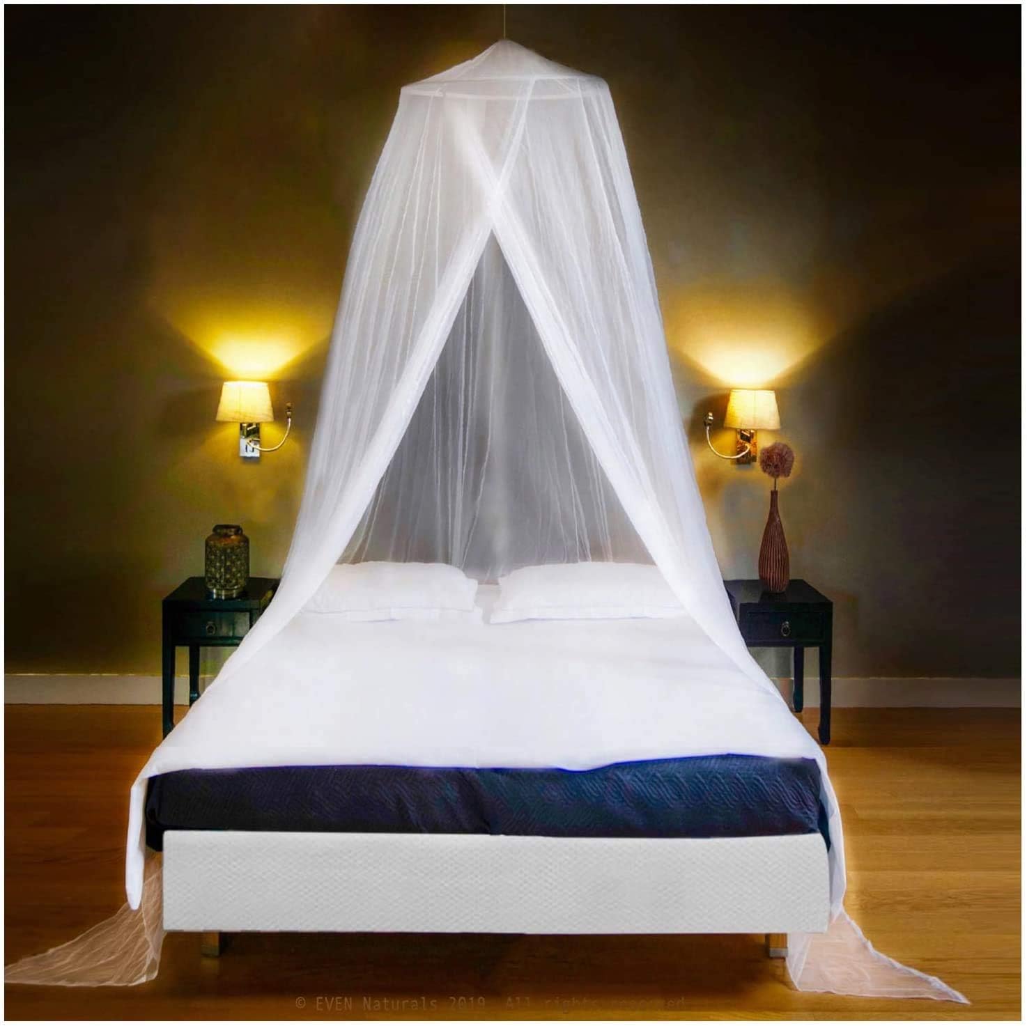 EVEN NATURALS King Size Mosquito Net for Bed - Ultra-Large Mosquito Netting for Bed, Easy Installation, Machine Washable, Luxurious Fine Mesh 300 Holes/inch² - Ideal for Home and Travel - 87