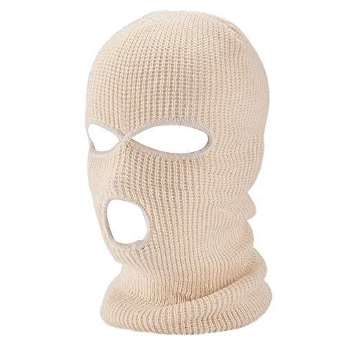 3 Hole Winter Knitted Mask, Outdoor Sports Full Face Cover Ski Mask Warm Knit Balaclava for Adult