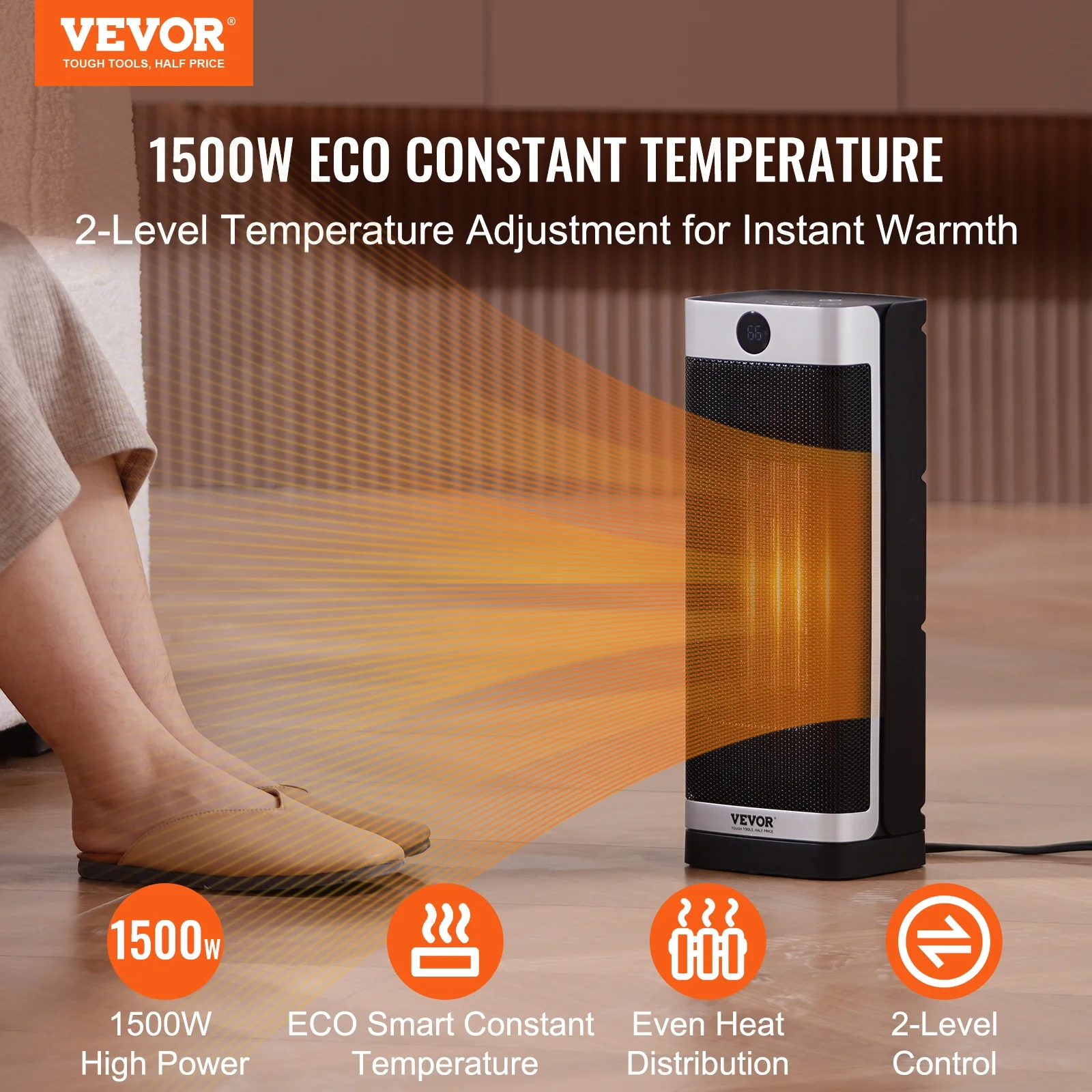 BENTISM 1500W Electric Fan Forced Portable Space Heater 16 in with Thermostat