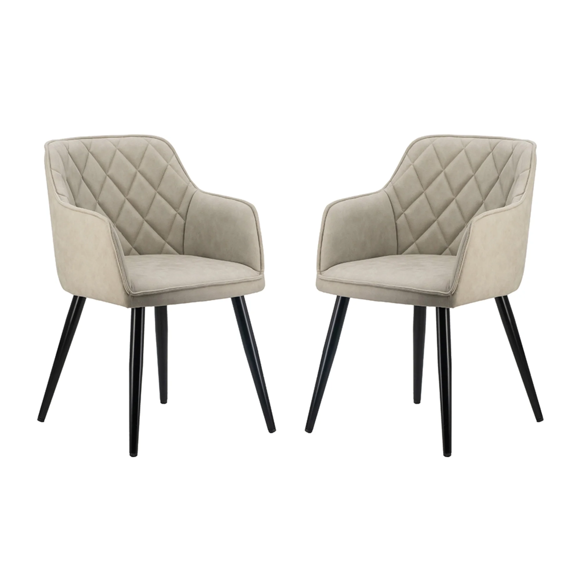 CC Home Furnishings Quilted Wooden Dining Chairs with Armrests - 31