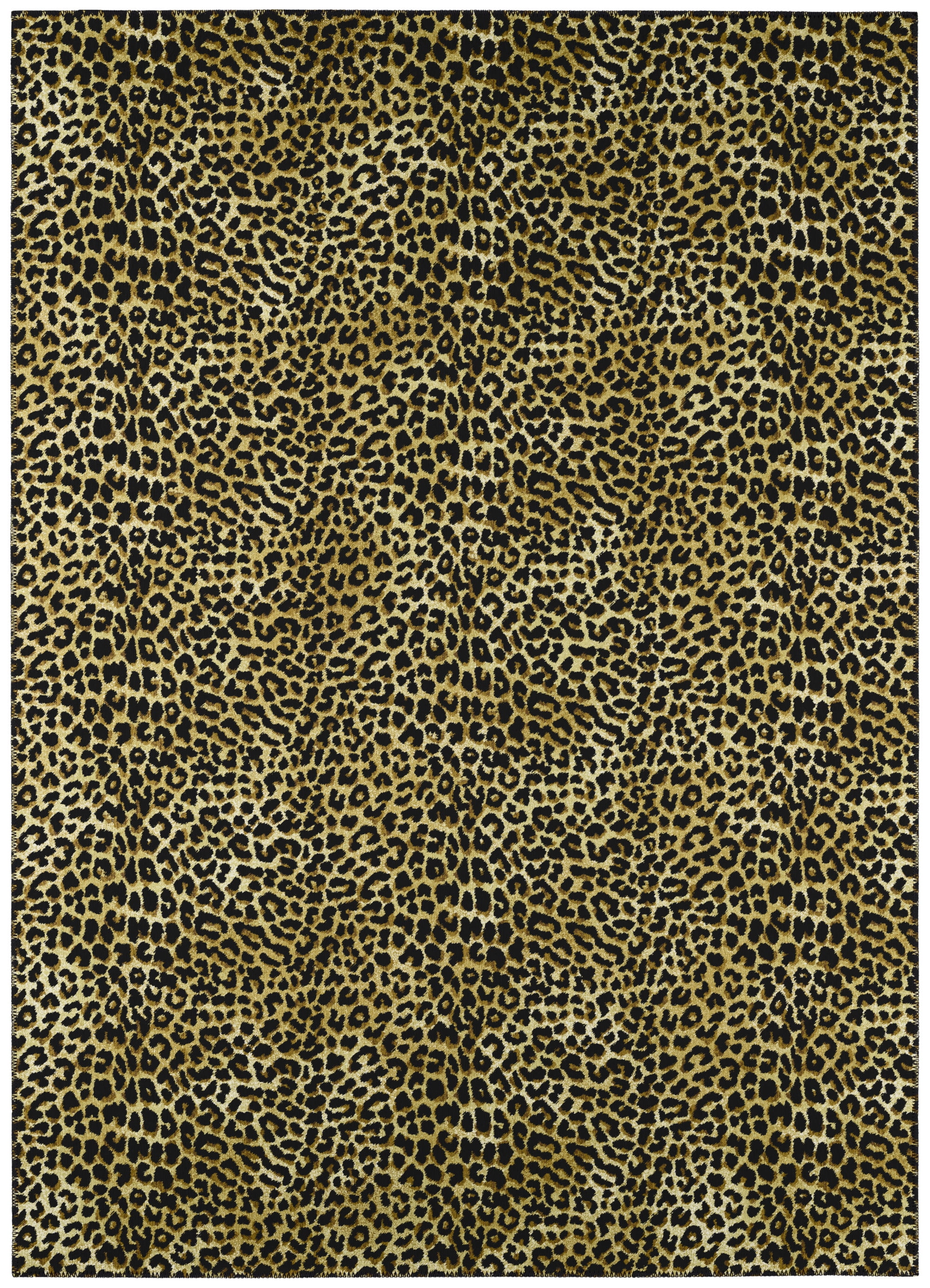 Safari Gold and Black Leopard Animal Print 9' x 12' Non-Skid Area Rug